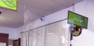 ViralGuardRx self-standing virus shield.