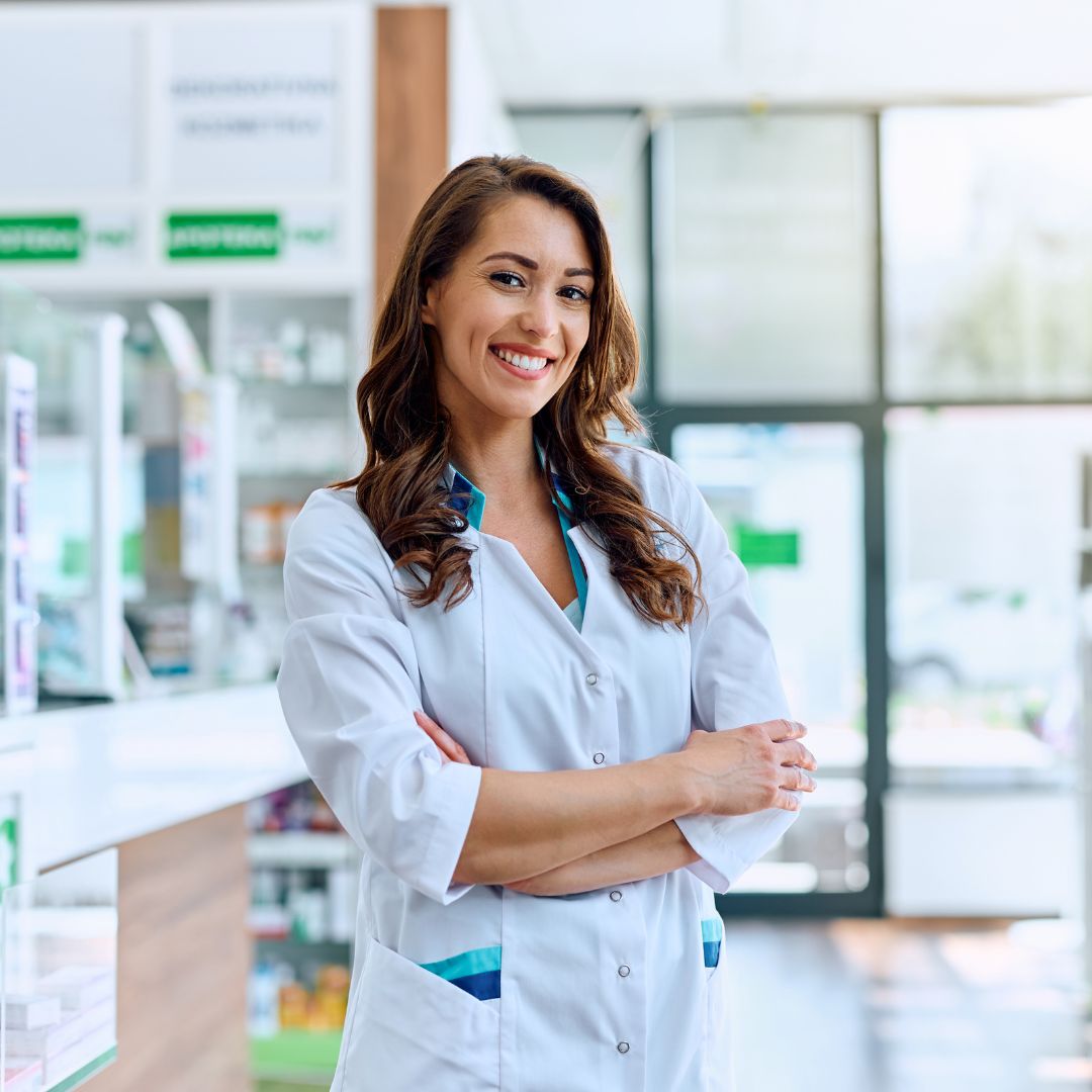 Pharmacist smiling